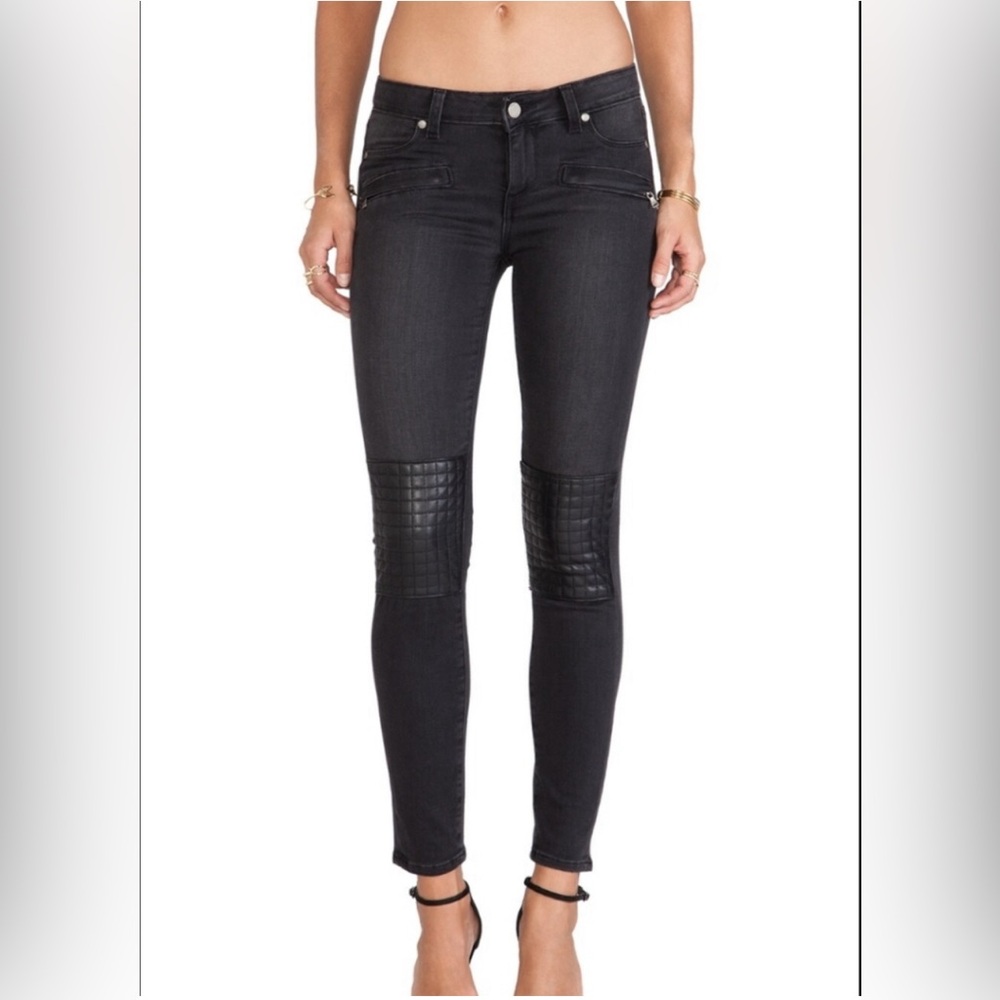 Paige Denim Jeans Moscow No Whiskers Moto Black Fade Skinny low-rise size 27 - Picture 14 of 14
